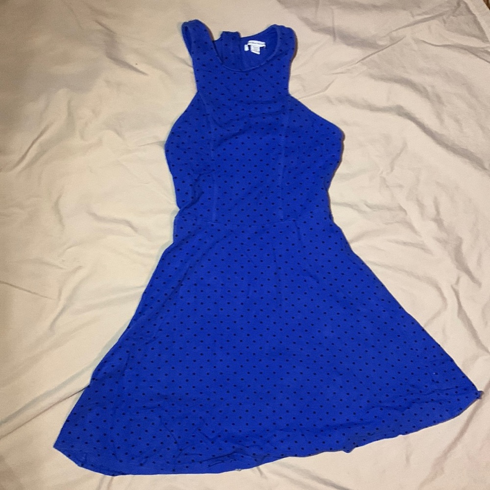 American outfitters blue polka dot dress size xs